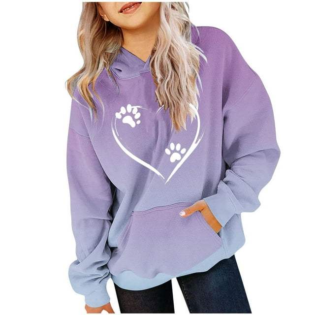 Zeophrasy Chemise pour Enfants à Manches Longues T-shirt à Motif Imprimé Col Rond Haut Court Convient aux Garçons et aux Filles à Capuche Chandail à Capuchon Chandails à Capuchon pour Enfants Garçons Filles Ados