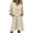 01 Beige, variant on Women's Summer Button Front Linen Midi Dress, 3/4 Sleeve Loose V Neck Bohemian Vacation Beach Dresses with Pockets