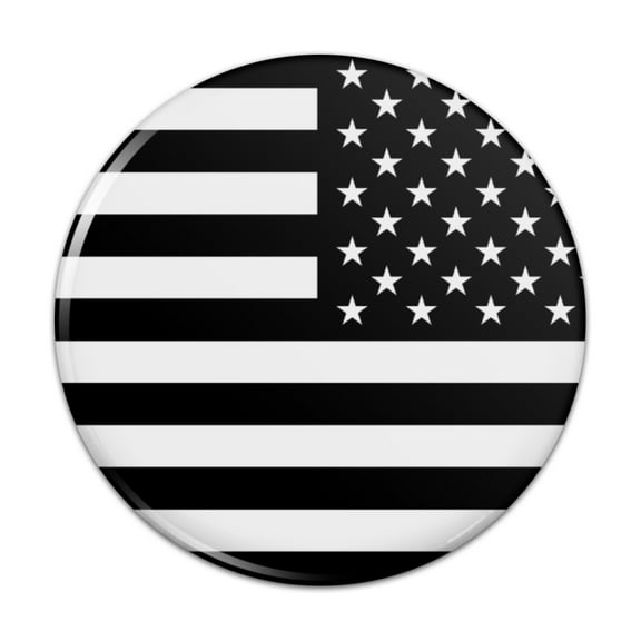 Subdued Reverse American USA Flag Black White Military Tactical Pinback Button Pin