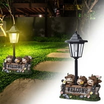 Highland Cow Figurine, Highland Cow Lamp, Adorable Solar Powered Highland Cow Statue Garden Welcome Sign, Outdoor Figurine Light for Yard, Patio & Porch