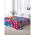 thumbnail image 5 of Colorful California King Size Flat Sheet, Wrinkleproof & Fadeproof Cooling Flat Bed Sheet Only, Ethnic Modern Abstract Watercolor Tie-Dye Breathable Soft Bedding Top Sheets 108 x 98 Inches, 5 of 8