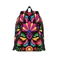 thumbnail image 3 of Balery Colorful Floral Embroidery Mexican Vintage Canvas Backpack for Men and Women - Large Capacity, Durable Travel Laptop Bag for School, Work, Hiking, and Outdoor Activities, 3 of 7