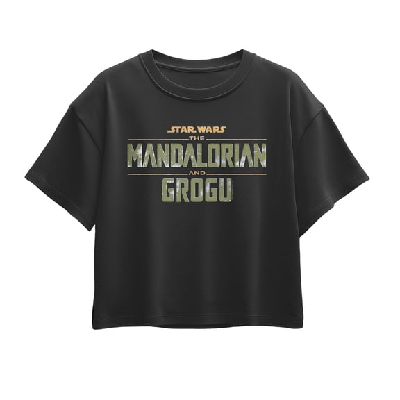 Star Wars - The Mandalorian and Grogu Logo Girls' Short Sleeve Boxy Graphic T-Shirt