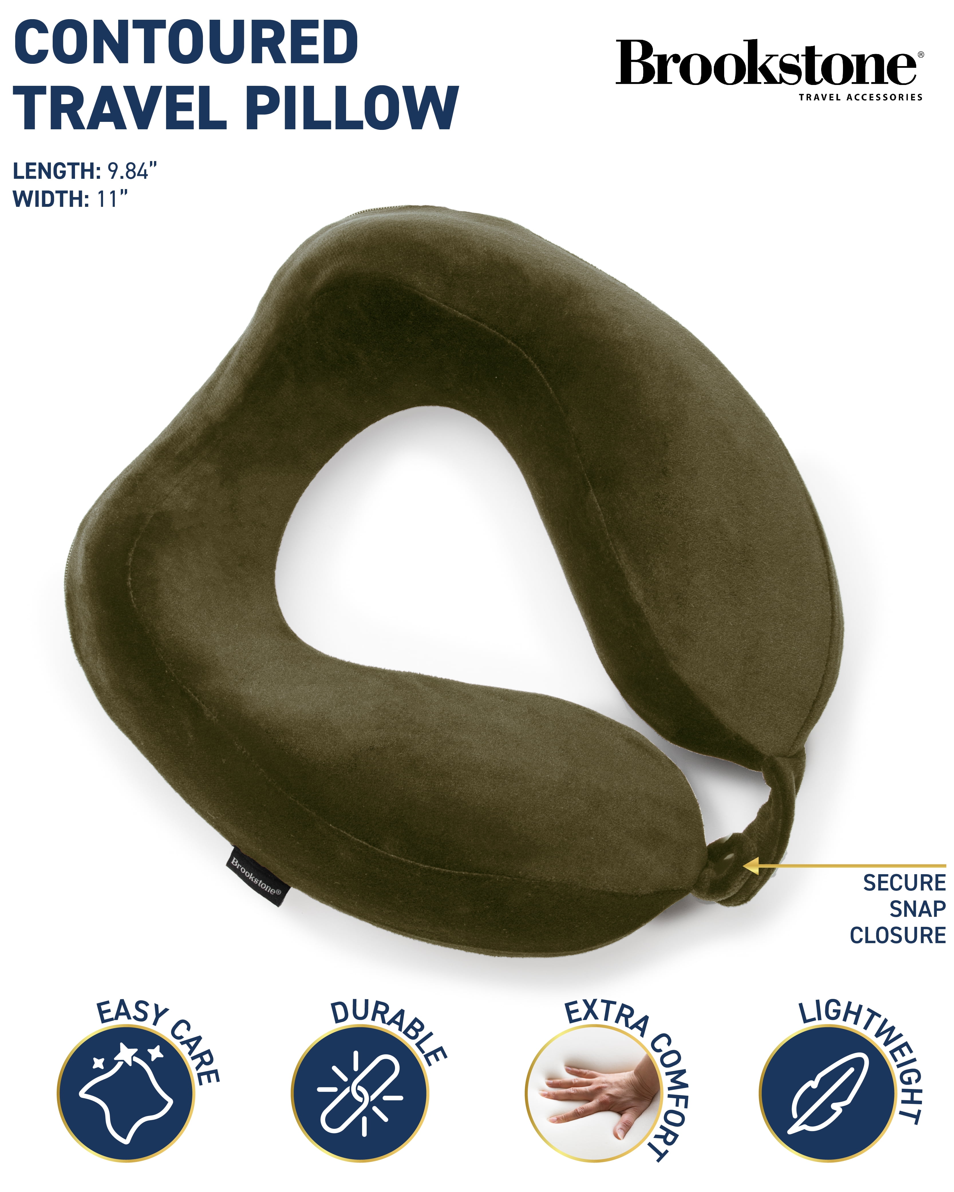 Brookstone Travel Neck Pillow  Contoured Head Memory Foam Neck Support Pillow for Travelling  (图2)