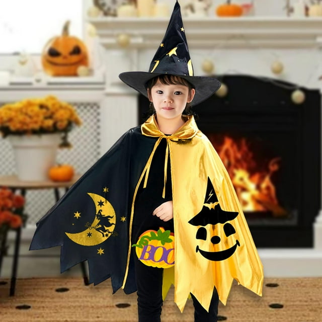 BELOVING Halloween Child Wizard Cloak and Hat Set Cape for Carnivals Party Roles Play