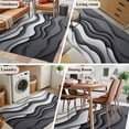 thumbnail image 5 of Black Gray Ombre Runner Rug 2.7x5 FT, Non Slip Entryway Carpet, Modern Abstract Art Geometric Moire Washable Soft Floor Carpet Entrance Mat Non-Shedding Throw Rug for Hallway Laundry Room Bedside, 5 of 9