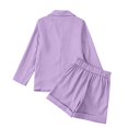 thumbnail image 5 of xaweyi Girls Solid Color Blazer Short Suit 2‑Piece Open Front Coat & Rolled Hem Shorts Dressy Casual Outfit for Kids Size 5-6 Years, 5 of 7