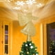 thumbnail image 4 of Adorno de Navidad Yinane proyector giratorio nieve adorno hueco con brillo 3D Topper de árbol iluminado, 4 of 7