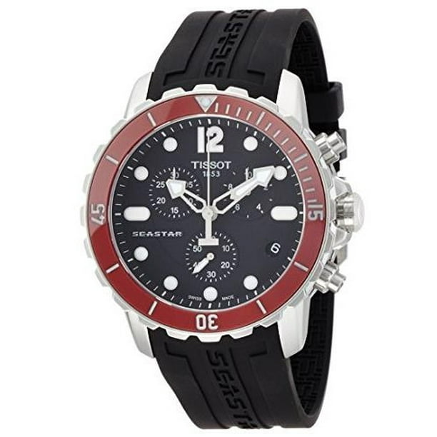 Tissot Men's 45mm Black Rubber Band Steel Case Anti Reflective Sapphire  Quartz Analog Watch T0664171705701