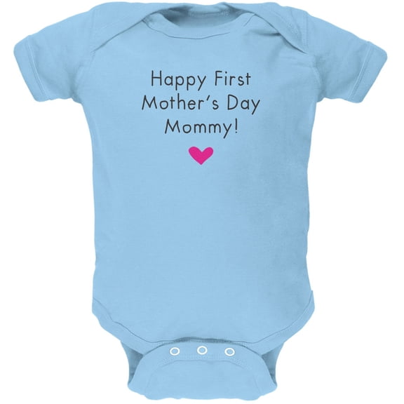Happy First Mother's Day Mommy Light Blue Soft Baby One Piece - 12-18 months