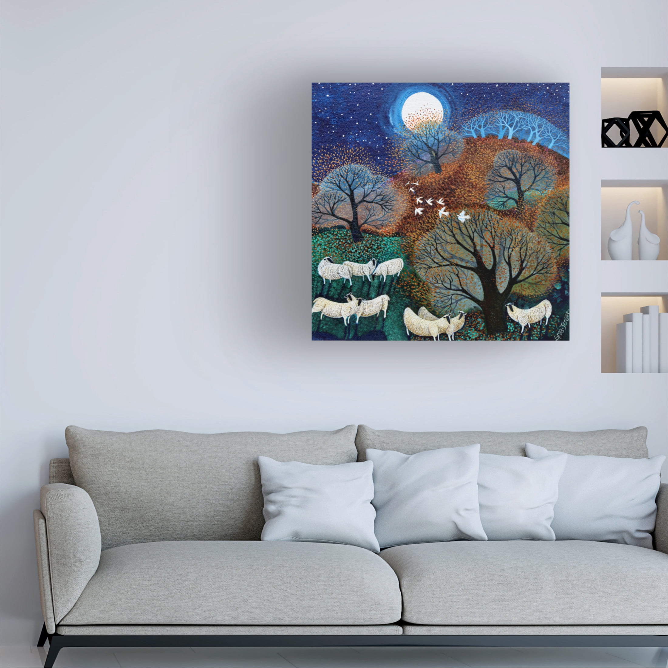 Lisa Graa Jensen 'Windy Sheep, 2022' Canvas Art - 14 x 14 Inches