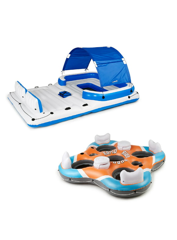 Bestway CoolerZ Tropical Breeze Island Raft & Rapid Rider 4 Person Lounger