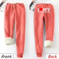 thumbnail image 2 of IROINNID Reduced Fleece Sweatpants for Women Thermal Printed Winter Pants Lamb Fleece Elastic Thickened Plush Warm Sweatpants Long Pants,Red, 2 of 8