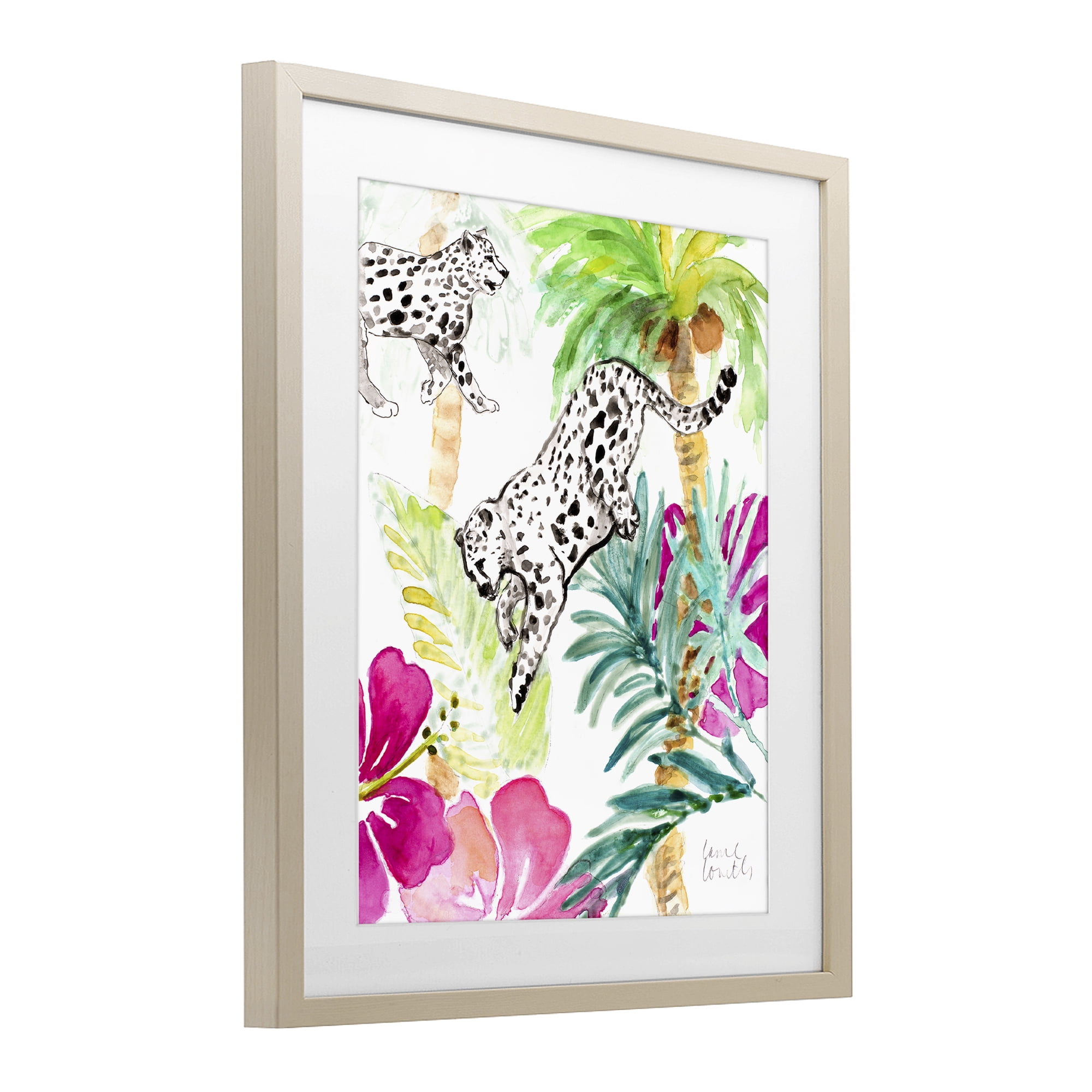 Stupell Industries Tropical Island Cheetahs Birch Framed Print Under Glass, design by Lanie Loreth