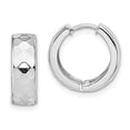 thumbnail image 6 of 925 Sterling Silver Rhodium Polished Patterned Hinged Hoop Earrings, 6 of 6