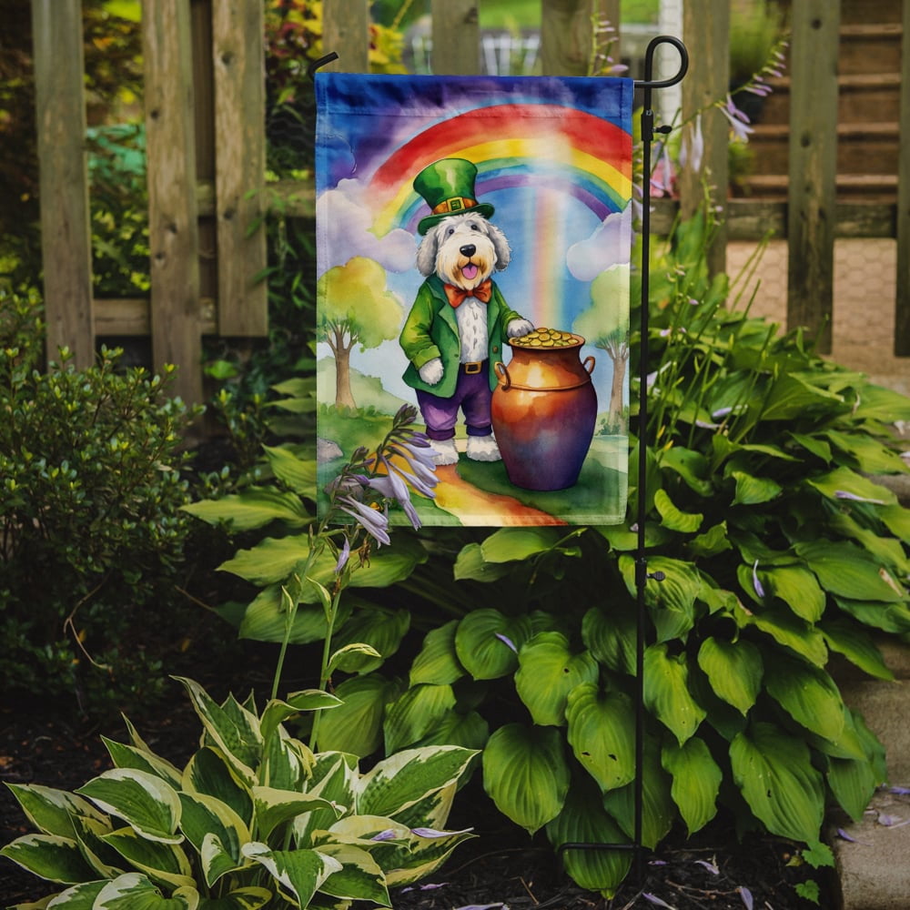 Old English Sheepdog St Patrick's Day Garden Flag 11.25 in x 15.5 in