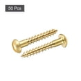 thumbnail image 3 of Uxcell M4 x 25mm Wood Screws Slotted Round Head Brass Self-Tapping Screw 50 Pack, 3 of 5