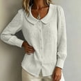 thumbnail image 7 of Sheghy Workout Tops Women's Collared Embroidered Printed Long-sleeved Blouse White XXXL, 7 of 7