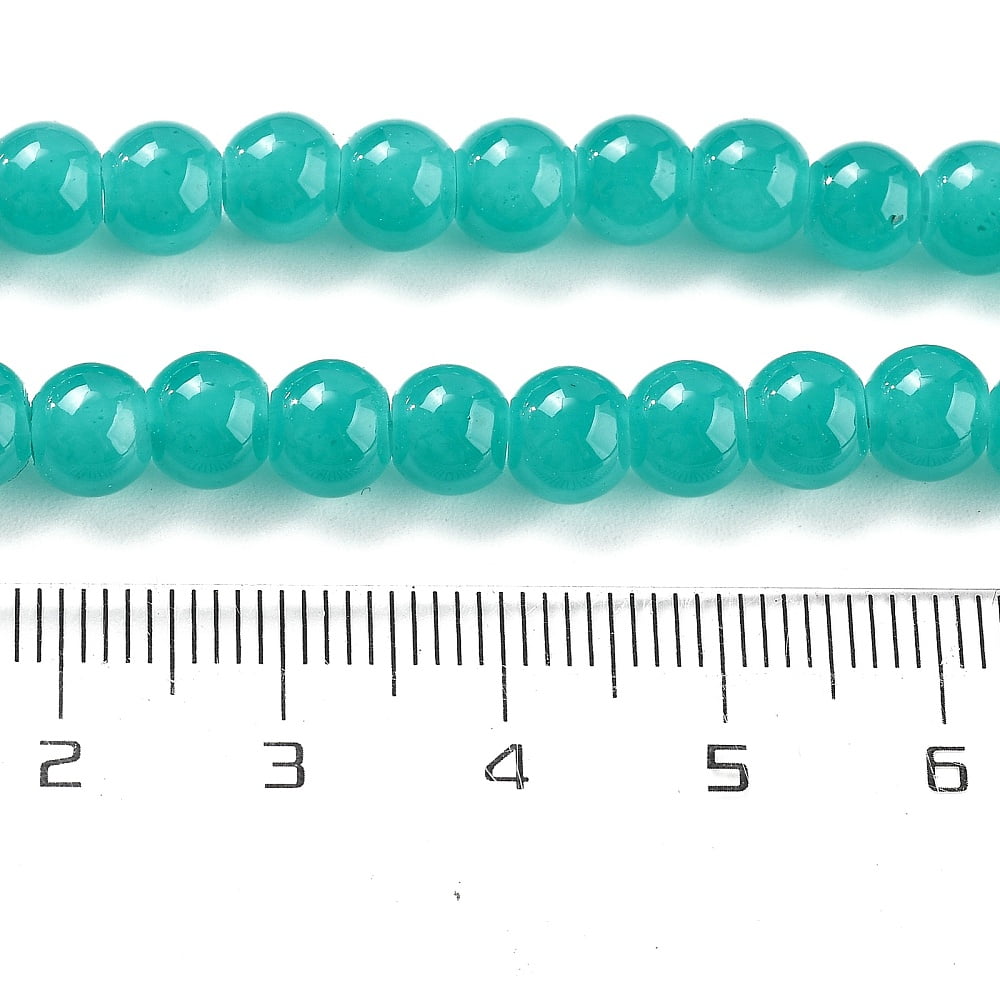 20Strand Baking Painted Imitation Jade Glass Round Bead Strands Medium Turquoise 6.5mm Hole: 1.4mm about 138pcs/strand 29.72''(75.5cm)
