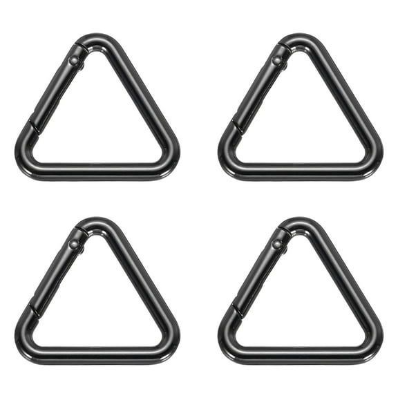 Uxcell 1-1/5" Metal Triangle Ring Buckle Triangle Jump Rings Spring Snap Clip Trigger Keychain Black 4 Pack