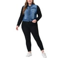thumbnail image 2 of GRACE & GRANDEUR Women's Plus Size Trucker Zipper Front Sleeveless Denim Vest Jacket, 2 of 6
