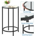 thumbnail image 5 of Black Glass End Table Set of 2, Round Side Table Modern Style Tall End Table Accent Table with Glass Top & Metal Frame, 2pcs Glass Side Table for Living Room, Balcony, Bedroom, 5 of 9
