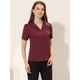 thumbnail image 4 of Blusa de trabajo elegante Allegra K de Manga Corta con escote En V color Ciruela Roja S, 4 of 4
