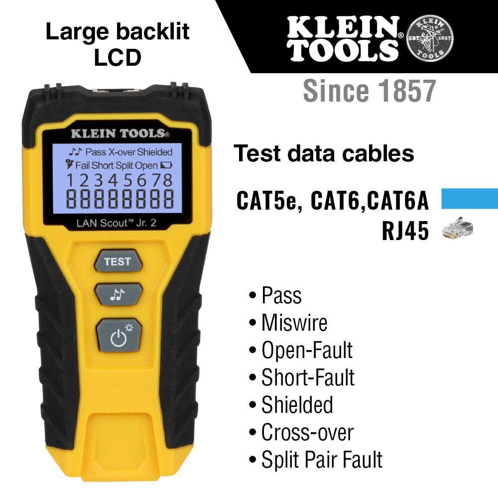 Klein Tools Ethernet Cable Tester Set Lan Scout Jr Cable Tester Rj45 Remote