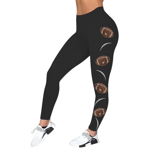 Shadoumai Women's Football Print Elastic Fitted Tights For Outerwear Leggings Comfortable Stretch High Waist Workout Yoga Pants