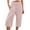 Pink-Womens Linen Capris Pants, variant on VEKDONE Womens Linen Capris Pants Elastic High Waisted Yoga Capri Pant Solid Color Loose Fit Lounge Pant Beach Vacation Pant with Pockets Blue L