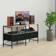 thumbnail image 5 of 25"H Raised TV Stand Industrial TV Stand with Fabric for Living Room, Bedroom with Charging Stake Gray, 5 of 6