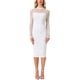 thumbnail image 1 of Vestido de malla INSPIRE CHIC para mujer, con cuello alto, manga larga, vestido de cóctel ajustado, color blanco, 1 of 6
