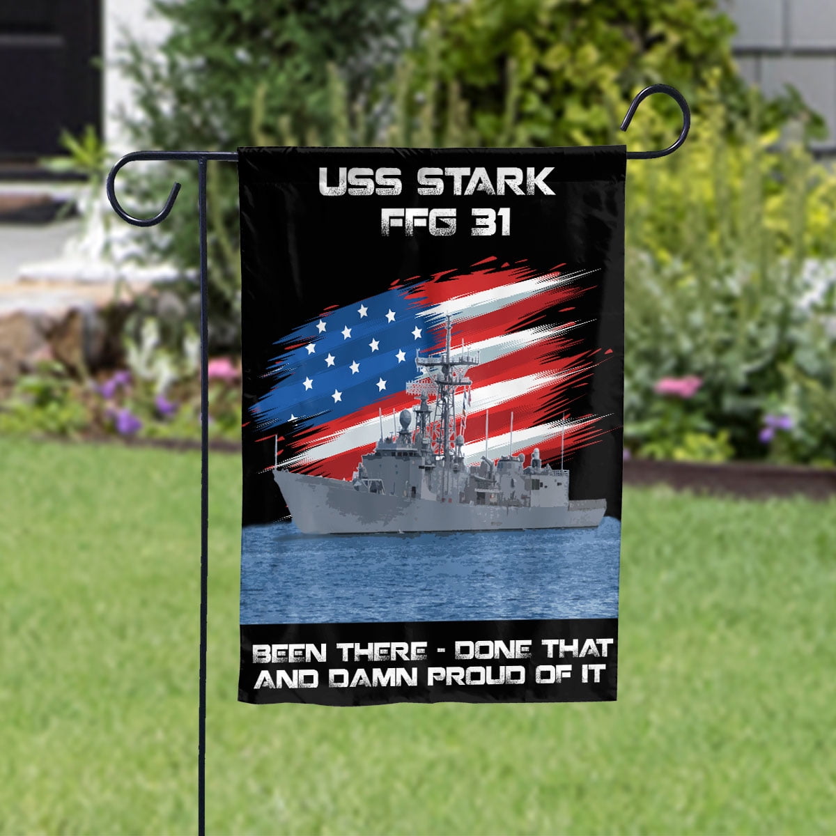 USS-STARK-FFG-31 Veterans Day, Flag Ship 4th of July , Patriotic Flag House Flag, Double-Sided Decorative Outdoor Flag, Patriotic Polyester Yard Flag 29.5 x 39.5 in