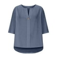thumbnail image 6 of Timegard 3/4 Length Sleeve Women Tops Button Loose Lightweight Blouse Summer Casual Tee Shirts Tops, 6 of 9