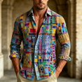 thumbnail image 5 of Yaoyar Mens Hawaiian Floral Long Sleeve Shirt Tropical Button Down Printed Aloha Shirts Wedding Beach Vacation with Pocket, 5 of 5