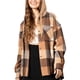 thumbnail image 3 of Txlixc Chaqueta a cuadros para mujeres, chaqueta de botón con capucha de manga larga, chaqueta de calle casual Txlixc  moda, 3 of 7