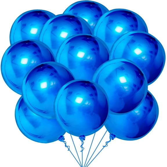 KatchOn, Large Royal Blue Balloons - 22 Inch, Pack of 12 | Royal Blue Metallic Balloons for Decorations | Blue Foil Balloon, Under The Sea Party Decorations