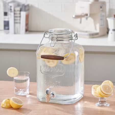 BETTER HOMES & GARDENS GLASS 2 GALLON BEVERAGE DISPENSER WITH GLASS CLAMP LID