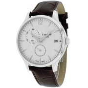 Tissot Men's 42mm Brown Calfskin Band Steel Case Quartz White Dial Analog Watch T0636391603700