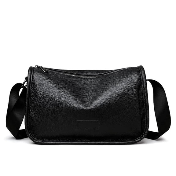 SIX DEER Men's Black Leather Crossbody Shoulder Bag, Casual Everyday Satchel Messenger Bag for Daily Commute & Outdoor Use