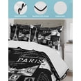 thumbnail image 3 of Quilt King Size Bedding Set, Eiffel Tower Reversible Summer Quilt 3 Pieces, Vintage France Romantic European Paris City Art Lightweight Bedspreads Coverlets with 2 Pillow Shams for All Seasons, 3 of 5