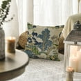 thumbnail image 3 of Chinoiserie Blue Trees House Bridge Throw Pillow Cover, 18 x 18 Inch Cushion Case Outdoor Decoration for Sofa Couch Farmhouse, 3 of 6