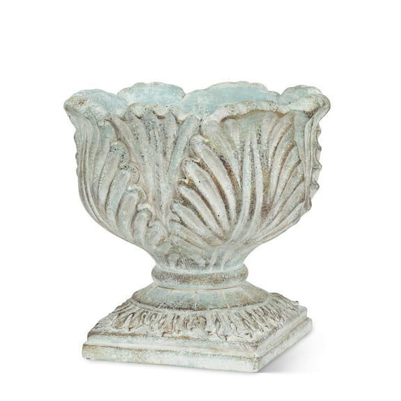 Abbott Collection 27-ATHENS-802 Ornate Pedestal Planter-7.5" H, Grey