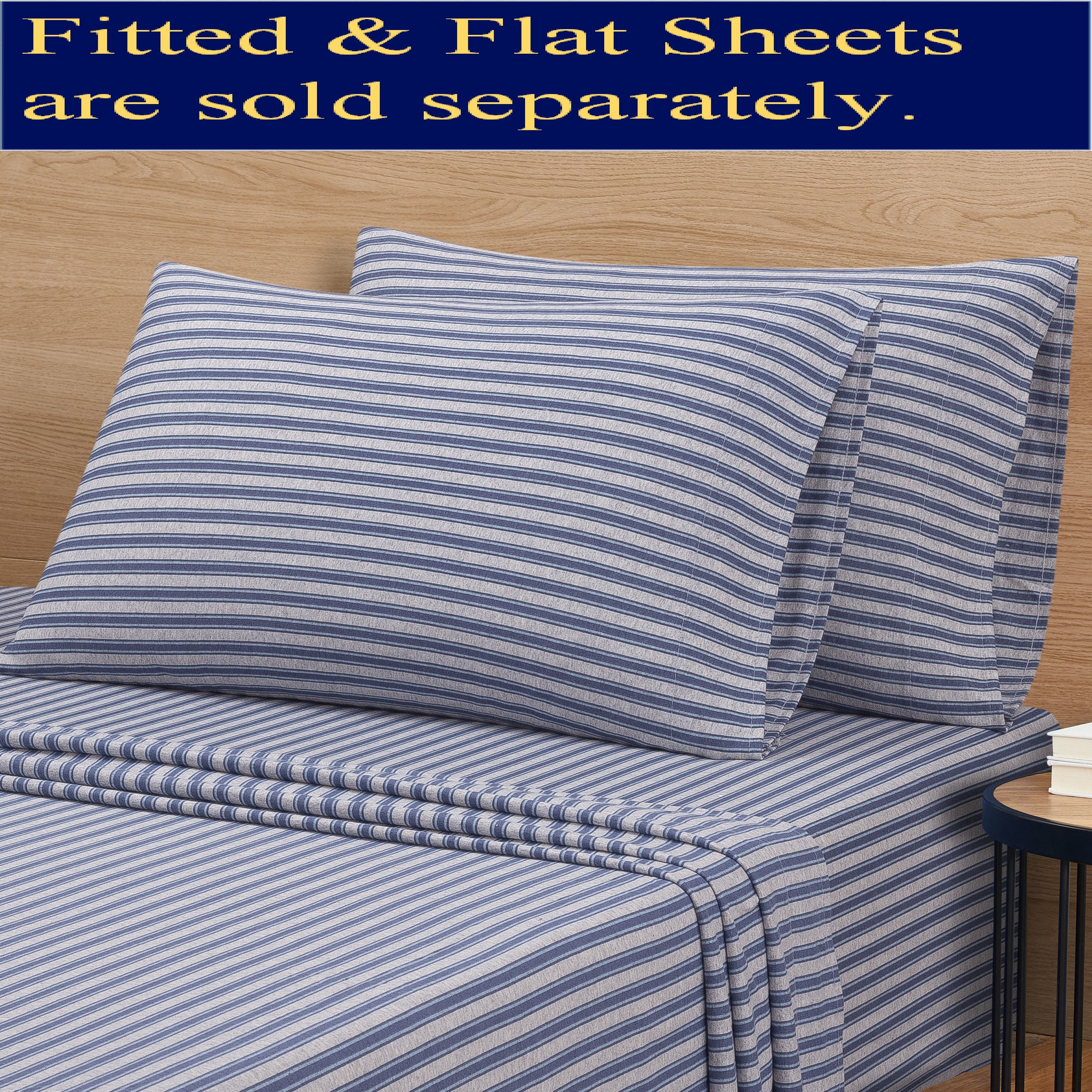 Mainstays Adult Jersey Extra Soft Pillowcase Set, Standard/Queen, Blue Stripe, 2 Piece