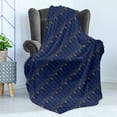 thumbnail image 3 of Ambesonne Art Deco Fleece Throw Blanket Navy Simple Vintage Motif 70"x90" Navy Blue and Sand Brown, 3 of 5
