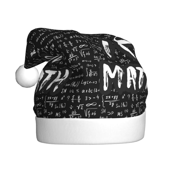 Daiia I love Math Print Christmas Knitted Beanie Hat, Large Knit Hat Xmas Small Gifts For Men Women Adult