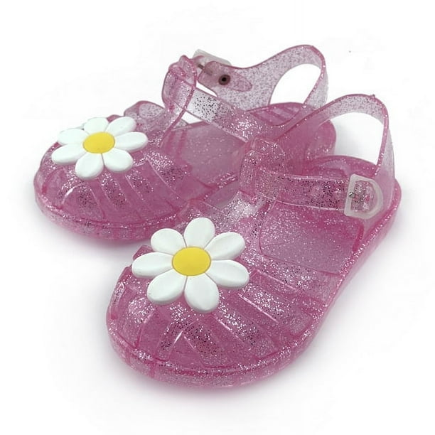 Zapatos de niña con flores de margaritas, zapatos de gelatina para bebé princesa Baotou, zapatos romanos