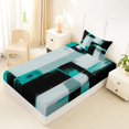 thumbnail image 5 of Castle Fairy Abstract Geometric Block Twin Sheets 3pcs,Minimalism Vertical Streak Bedding,Black Teal Pale,1 Flat Sheet, 1 Fitted Sheet and 1 Pillowcase, 5 of 7