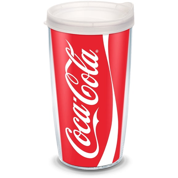 Tervis Coca-Cola - Coke Can Made in USA Double Walled  Insulated Tumbler Travel Cup Keeps Drinks Cold & Hot, 16oz, Clear Lid