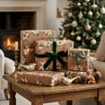 thumbnail image 2 of Clearance! Kraft Christmas Wrapping Paper, White Poinsettia & Berry, 17" x 118" Roll, 2 of 7